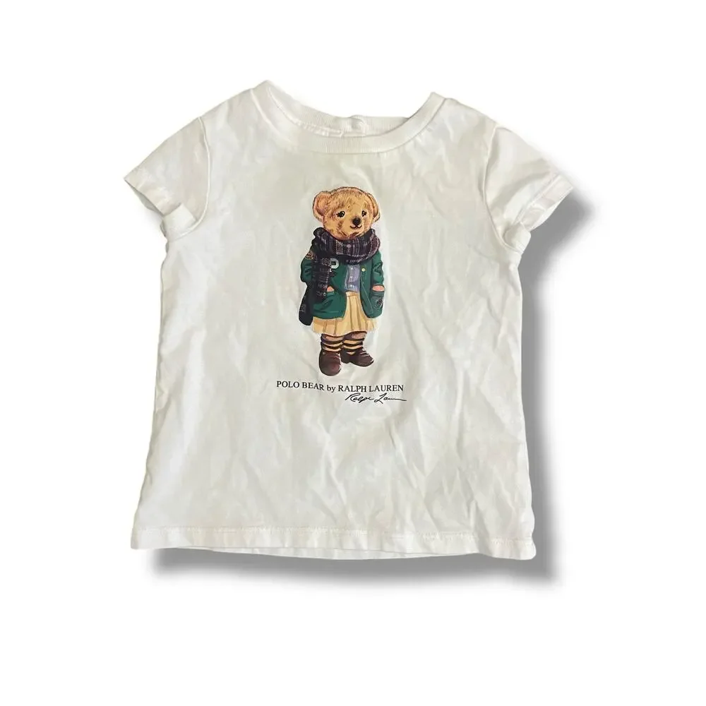 Ralph Lauren Polo Bear Tee 18M White Graphic Toddler Shirt Cotton Preppy